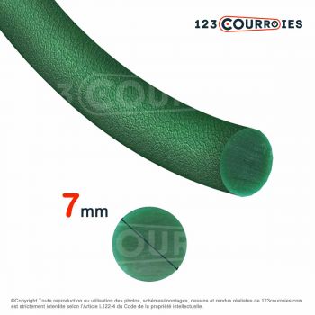 Le modèle de Courroie ronde thermosoudable verte diamètre 7 mm - CR7-VERT