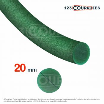 Le modèle de Courroie ronde thermosoudable verte diamètre 20 mm - CR20-VERT