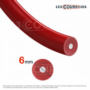 Le modèle de Courroie ronde thermosoudable rouge renforcée diamètre 6 mm - CR6-RENFP-ROUGE