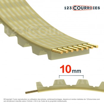 Le modèle de Courroie dentée en polyuréthane AT10-400-10 - AT10-400-10